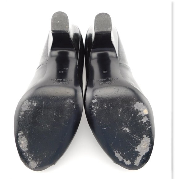 MARC JACOBS Logo Bow Black Patent Open Toe Pump 40 - Picture 7 of 8